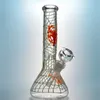 Glow in the Dark Hookahs Glass Bong Spider Web Bongs Water Pipes Cobweb Pattern Dab Oil Rigs with 14.5mm Joint GID02