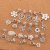 190pcs / lot blommor dangle legering stort hål lösa pärlor tibetansk silver passform europeisk charmband smycken bm55 lzsilver