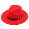 Klasyczna kobieca Finel Fedora Hat Wide Brim Panama Hat z czarnym klamrą paska (obwód głowy od 56 cm do 58 cm)