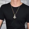 Schiffsanker-Anhänger-Halskette Hip-Hop-Schmuck Herren Goldfarbe Kubikzirkon mit Seilkette Heißer Verkäufer für Drop-Shipping