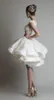 Vintage Lace Applique Short Wedding Dresses Krikor jabotian Scoop Hi-Lo Organza Bridal Gowns A Line Capped Ruffles Bride Party Gown