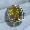 Marca de Jóias anéis de aniversário corte oval 10ct 5A Zircon Cz Ouro Branco Filled Anel de noivado casamento banda para as mulheres Nupcial