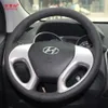 Yuji-Hong Coprivolante per auto in pelle sintetica per Hyundai ix35 2010-2015 Coprivolante cucito a mano