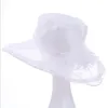 Mulheres igreja chapéu de sol de aba larga cap vestido de noiva tea party floral beach caps verão anti-sol chapéu