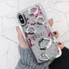 Electroplate Lips Dynamic Flytande Quicksand Telefonväska till iPhone 5 5S 6 6s Soft Case Cover för iPhone 7 7Plus 8 8Plus x