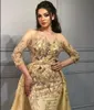 Yosef aljasmi denizkızı gece elbiseleri şeffaf boyun 3/4 uzun kollu boncuklu balo elbisesi overkirt suudi Arapça resmi parça elbisesi