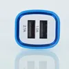 2100mA dual usb car charger in plastic jar charger any mobile phone with LED light two usb port support customize logo and UPC barcode