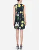 Flower Print Women Sheath Dress Sleeveless Round Neck Dresses 10K860