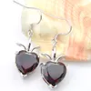 Luckyshine Nowy 925 Sterling Posrebrzany Czerwony Heart Garnet Kolczyki dla kobiet Vintage Indian Inspirowane Dangle Hook Kolczyki 1 5