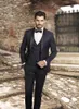 Trajes de boda para hombre de frac azul marino, esmoquin, solapa con muesca negra, ventilación central, esmoquin para novio, traje de noche para cena (chaqueta + pantalón + chaleco + pajarita)