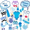 19/30pcs / Set Photo Booth accessoires Photographie Masque Papier Carte Anniversaire / Baby Douche Douche Décoration de la fête Cadeau Vote de vote Garçon ou fille