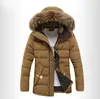 Moda Parkas Mężczyźni Marka Odzież Zimowa Kurtka Mężczyźni Thermal Hooded Grube Coat Casual Futro Hood Ciepłe Kurtki W Dół Znosić Q4