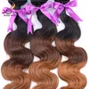 7a Top Grade Ombre Hair Extensions Brasilianska Virgin Hair Body Wave Full Human Hair Weave Bundlar 3 Tonfärg Ombre 3st 1b / 4/27 eller 1b / 4/30