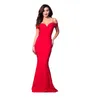 Czerwona Suknia wieczorna Suknia Multiway Capped Rleeves i Trumpet Flare Hem Sexy Fit N Flare Burlesque Win Gown8726294