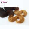 AliMagic Factory Outlet Three Tone Body Wave Ombre Hair Weave 1b/4/27 Blonde Ombre Virgin Human Hair 3Pcs 100g/pcs Brazilian Peruvian