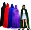 Kvinnor gotiska hooded velvet cloak halloween party witchcraft cape medeltida wicca robe lady gril cosplay klänning kostymer cape