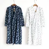Amantes Simples Pijamas Japonês quimono roupões homens primavera manga comprida 100% algodão roupão moda casual ondas vestir Gown234l