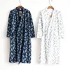 Älskare Enkel Sleepwear Japanska Kimono Robes Män Vår Långärmad 100% Bomull Badrock Mode Casual Waves Dressing Gown