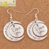 925 Silver Hook I Love You To The Moon And Back 4Styles Chandelier Dangle Fish Hook Earrings EL23