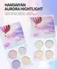 Nuevo HANDAIYAN Chameleon Highlighter Palette Face Contour Makeup Highlighting Bronzer Glow Aurora Shimmer Eyeshadow Kit cosmético