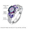 Bonlavie 925 Sterling Zilver Mystieke Regenboog Topaz Ringen met Sapphire Accent Stone Fashion Design Engagement Wedding Band Ring