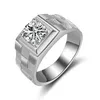 Mode Smycken Klocka Stil Solitaire Men Ring 1.5ct Diamond 925 Sterling Silver Emgonagement Bröllopsbandring