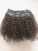 New Arrival Brazylijski Dziewiczy Dark Brown Weft Clip w Kinky Curly Human Remy Hair Extensions