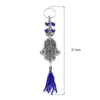 Keychains Evil Eye Fashion Jewelry Key Chain Wall Hanging Pendant Blue Amulet Kabbalah Hand Fatima Glass Ring13682309