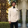 Dwurzędowe Beżowe Mężczyźni Ślub Tuxdos Wysokiej Jakości Groom Tuxedos Doskonałe Mężczyźni Business Obiad Prom Blazer (kurtka + spodnie + krawat) 669