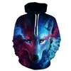 Neues Design Galaxy Space Wolf 3D-Druck Hoodies Sweatshirt Männer Frauen Kapuzenpullover Tops Hip Hop Unisex Grafik Pullover7830000