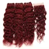 99J Borgonha Onda de Água Malaia Cabelo Humano 3 Pacotes Com Fechamento de Renda 4x4 4 Pcs Vinho Vermelho Mink Molhado e Ondulado Cabelo Virgem Weave2256293