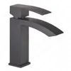 Rolya Matte Black Waterfall Basin Faucet Vessel Bathroom Mixer Tap Solid Brass