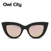 Kattögon solglasögon kvinnor vintage damer solglasögon retro märke designer solglasögon kvinnlig rosa spegel eyewear UV400
