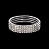 Ship Cheap 3 Row Stretch Bangle Silver Rhinestones Cute Prom Homecoming Wedding Party Evening Jewelry Bracelet Bridal Accesso1015567