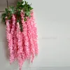 10st / lot simulering 3 gaffel wisteria hortensia blomma sträng bröllop diy rotting dekorativa rotting för bröllop och heminredning