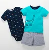 Hot! high quality Teamsters baby boy & girl clothing set short T-shirt + shorts or + romper 3 pcs Set baby clothes