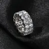 Taille 7-12 Hip Hop 2 rangées rondes Solitaire Zircon bague de Tennis pour hommes femmes or argent Colors209H