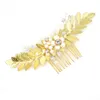 Vintage Bruiloft Hoofddeksels Haaraccessoires Parels Steentjes Gouden Zilveren Blad Bruids Haar Kam Vrouwen Haar JewelryBW-HP842