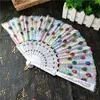 Sequins Dancing Fan Creative Design Peacock Folding Hand Fans Women Stage Performance Prop Multi Color W8023