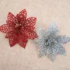 15 cm di colore diverso fiore di farfalla di plastica di natale cavo artificiale con rattan in polvere appiccicosa per la decorazione natalizia