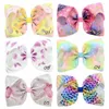 8 tum Jojo Bow Grosgrain Ribbon Hairbows Baby Tjej Tillbehör med Clip Boutique Hårbågar