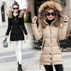 Мода женщины зима с капюшоном пальто Женская верхняя одежда куртка дамы теплая длинная куртка тонкий пальто для женщин