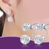 Orecchini in argento sterling 925 con doppia sfera di cristallo per le donne Orecchini gioielli di moda Pendientes Brincos gioielli in argento sterling