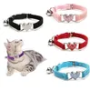 Heart Charm and Bell Cat Collar Safety Elastic Adjustable with Soft Velvet Material 5 colors pet Product small dog collar GA505