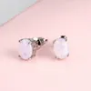 Oval Diamond Opal stud Earrings Engagement Wedding Ear rings women fashion Jewelry will and sandy gift