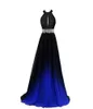 2018 Nieuwe sexy nieuwe ombre lange avond prom-jurken chiffon kralen een lijn plus size vloer lengte gradiënt formele feestjurk QC1243 250W