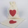 10 * 15 cm Decorazioni di nozze Bomboniere Regali Borsa ROSSO Cuore d'amore Custodia in tela Sacchetti di caramelle Borsa per feste di compleanno Decor QW7725