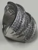 Modeschmuck Luxus Big Jewelry Kreuz Ehering für Frauen 925 Sterling Silber 5A Zirkon CZ Verlobungsring