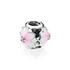 Openwork Pink Magnolia Flower Charm with Original box for pandora 925 Sterling Silver Beads Bangle Bracelet Making Charms