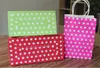 Partihandel 21 * 15 * 8cm Polka Dot Kraft Paper Gift Bag Festival Papperspåse med handtag Moderna smycken Väskor Bröllopsfödelsedagsfest